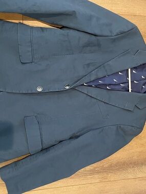 Nautica Navy Blazer with White Sailboat Lining